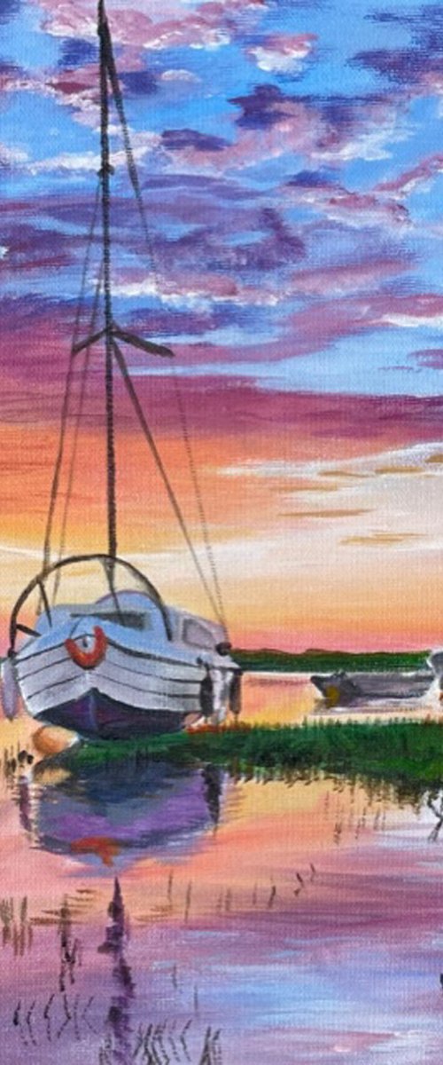 Boats at Sunset by Anne Bannell
