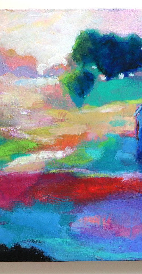 Afternoon Shade 8x10" Small Abstract Landscape Painting by Kerri McCabe