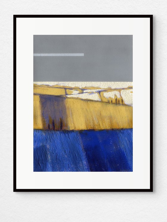 Blue, Ochre and Gray Abstract