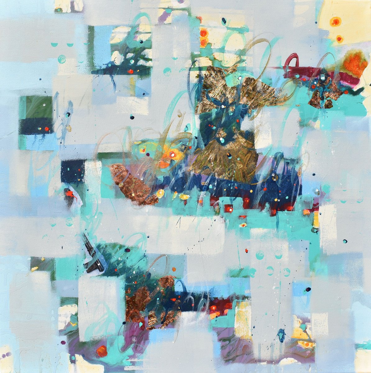 Abstract Landscape Painting By Cynthia Ligeros, 24 X 24, The Poetry Of Light, Original Artwork