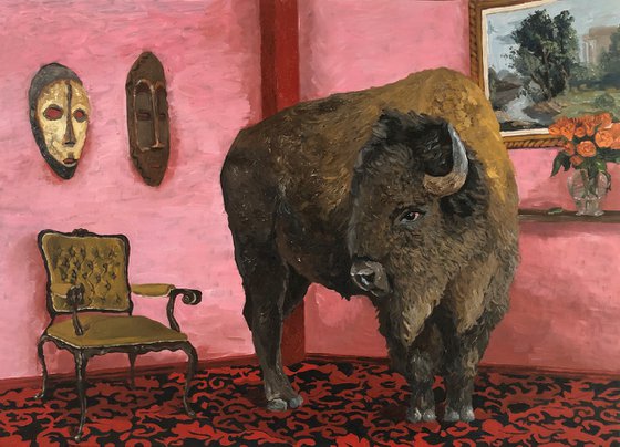 Bison on red