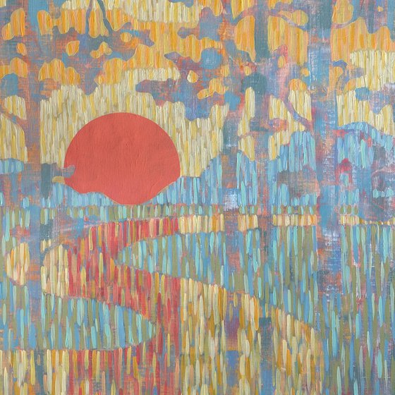 Sunset on the River. Diptych