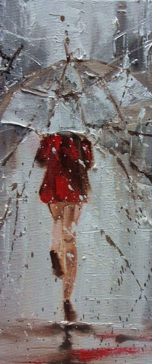 " CITY ... "   street spring summer original painting CITY palette knife GIFT by Monika Luniak
