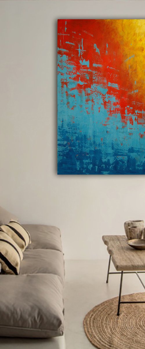 "Color Invasion". Original abstract painting. Large. 120 x 80 cm. by Rumen Spasov