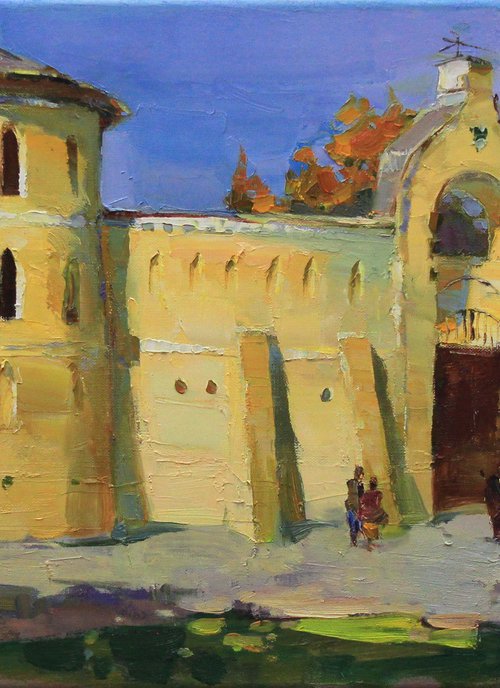 Landscape with Round courtyard of old castle by Alisa Onipchenko-Cherniakovska