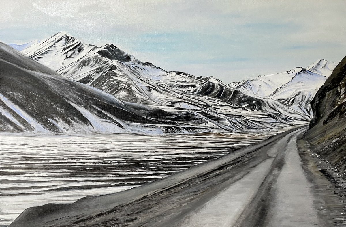 Photorealistic Landscape Oil Painting By Aflatun Israilov, 47 X 31, Frozen Silence - Landscape, Original Artwork