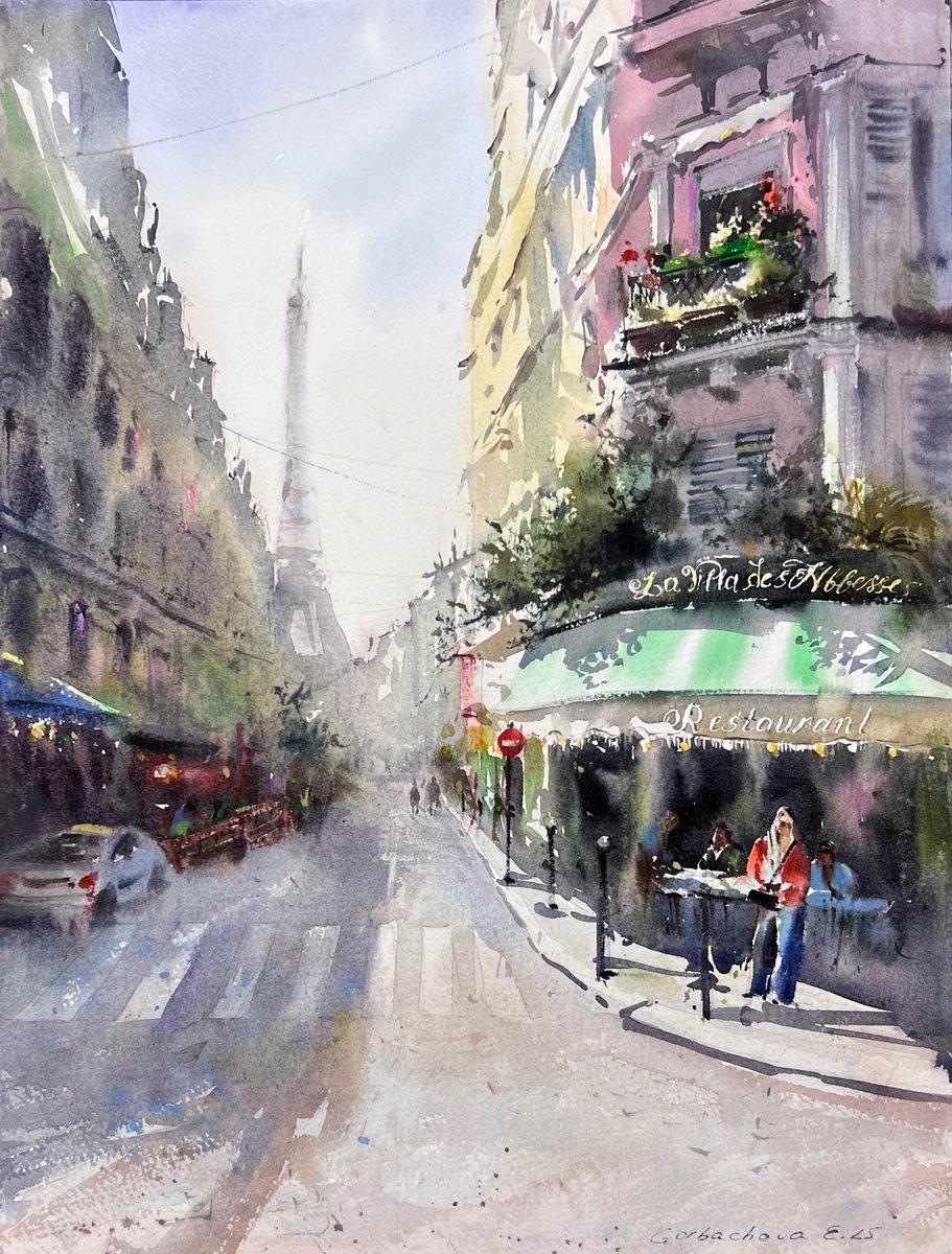 Impressionistic Watercolour , Paris In Soft Light By Eugenia Gorbacheva, 12 X 16, Artwork For Sale On Artfinder