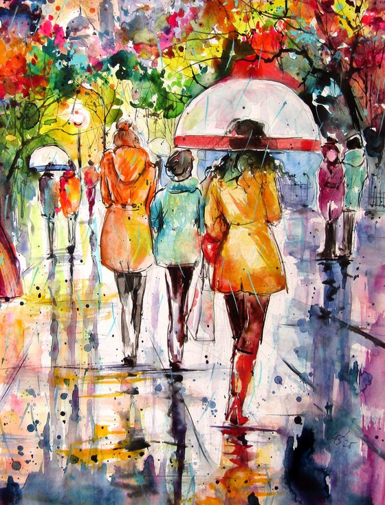 London in the rain