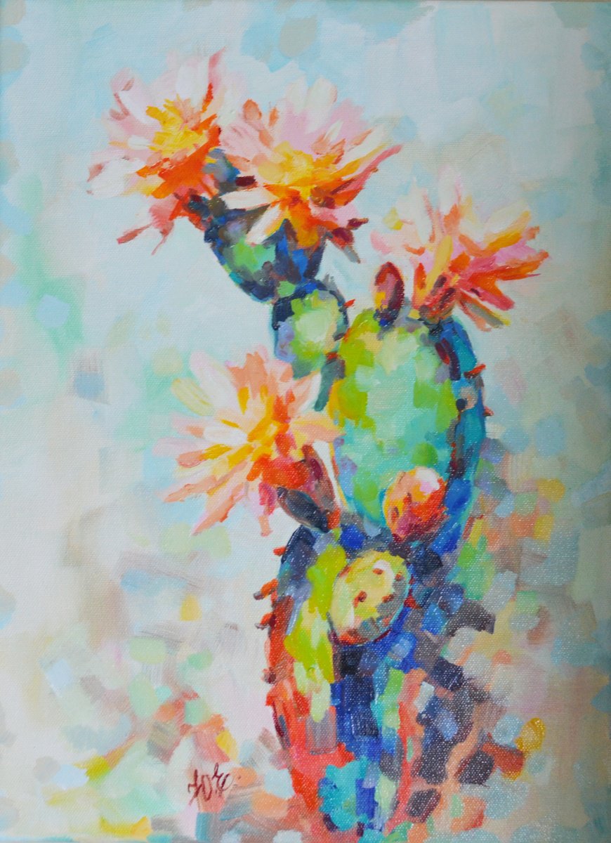 Bright colorful cacti by Yulia Evsyukova