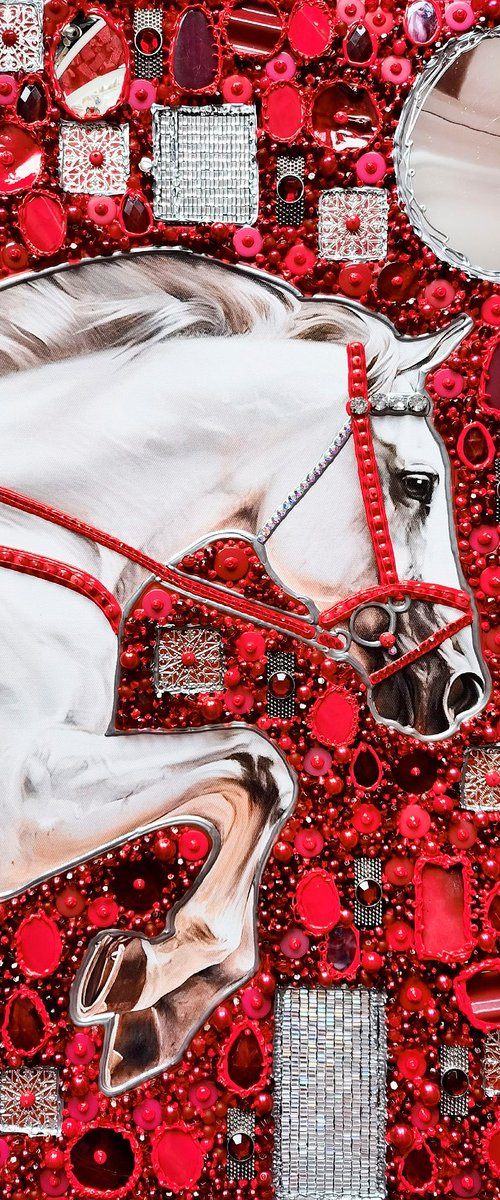 Decisive leap. A white racehorse by BAST