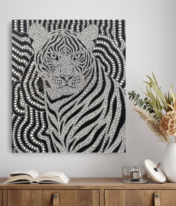 Hypnotic Black and White Tiger