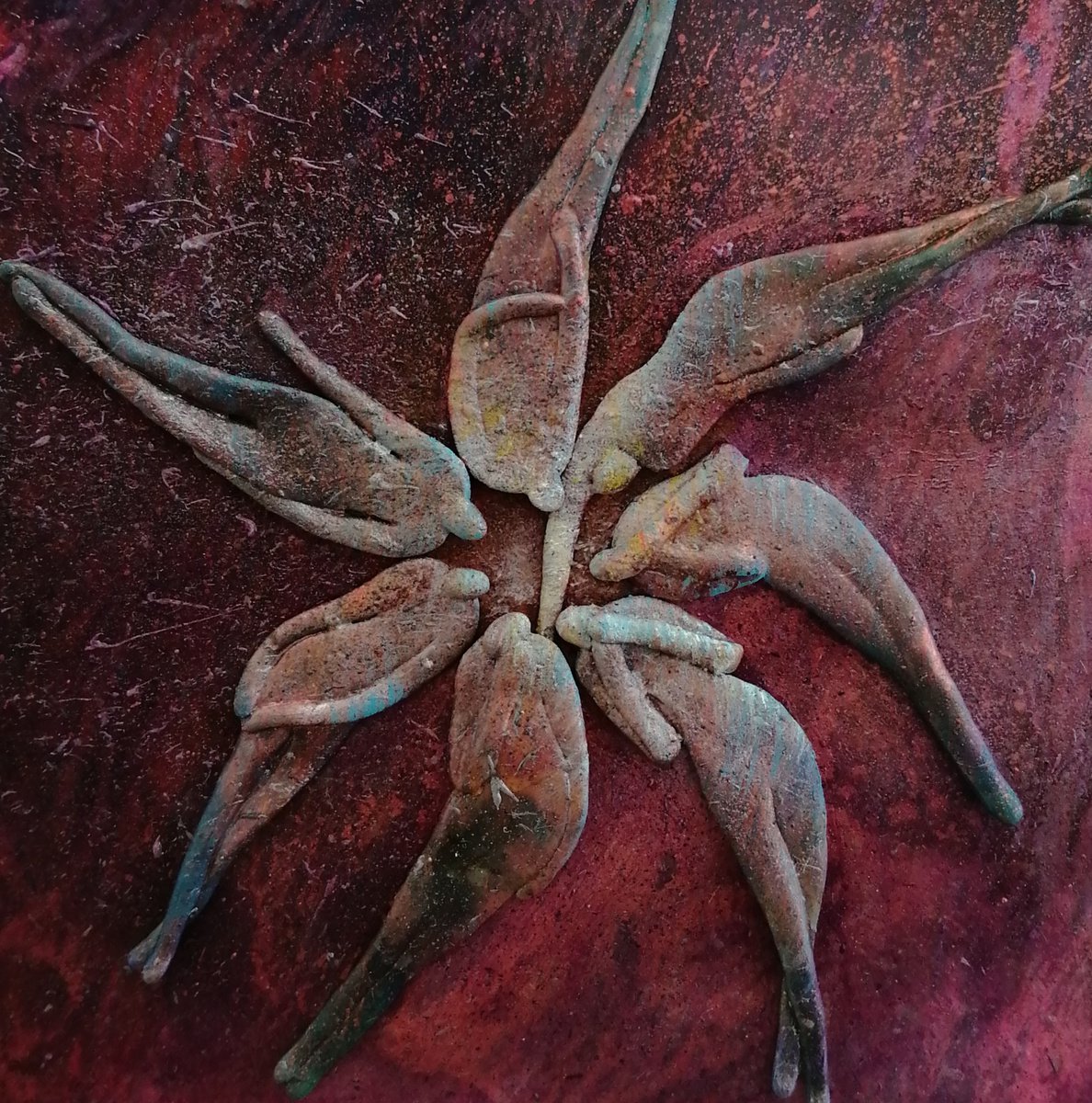 Expressive Portrait Collage By Karen Wilcox, 12 X 12", Sisterhood, Original Artwork