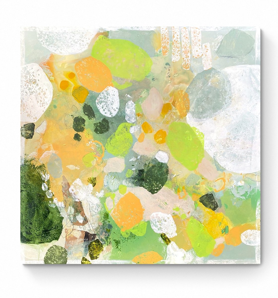 Abstract Painting By Cristina Dalla Valentina, 35 X 35, Chasing The Sun Over The Hills, Original Artwork