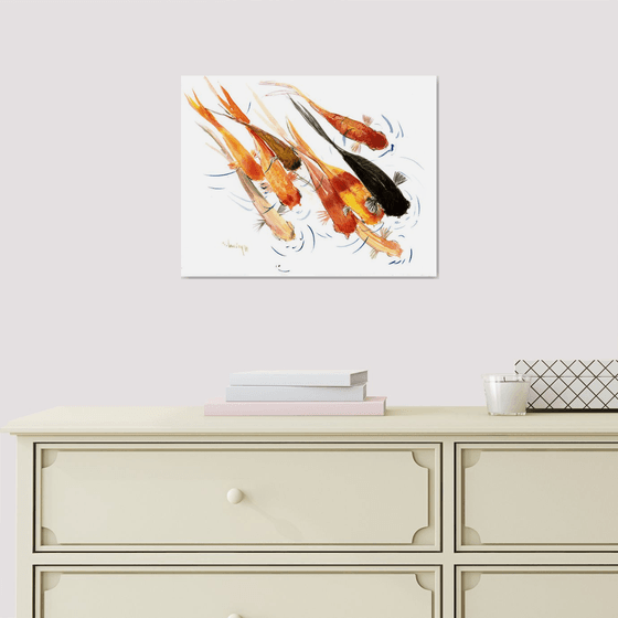 9 Koi fish, feng shui art