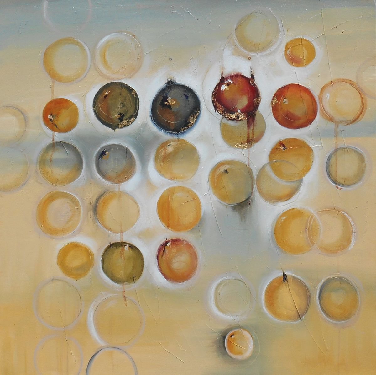 Abstract Landscape Oil Painting By Cynthia Ligeros, 30 X 30, September Skies, Original Artwork