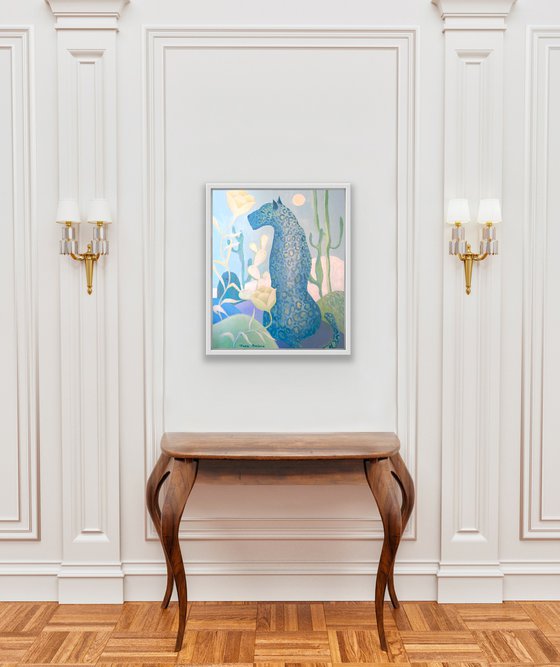 Blue Leopard. Acrylic painting on canvas