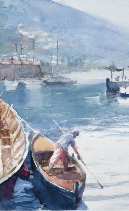 Dubrovnik harbor by Goran Žigolić Watercolors