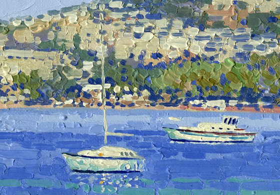 The yachts are at anchor