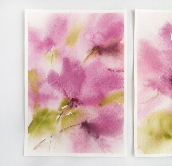 Pink flowers diptych