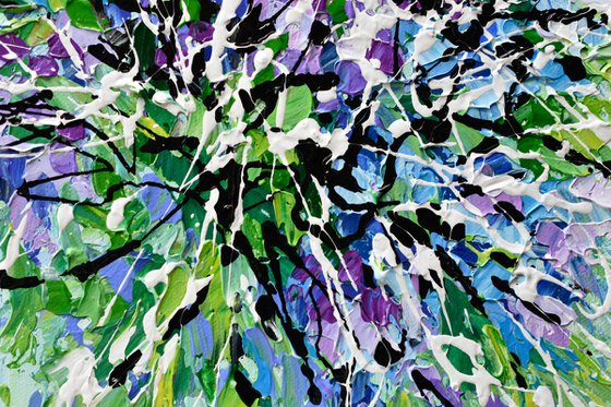 Shades of Lilac - Abstract Floral Painting, Acrylic Palette Knife Art