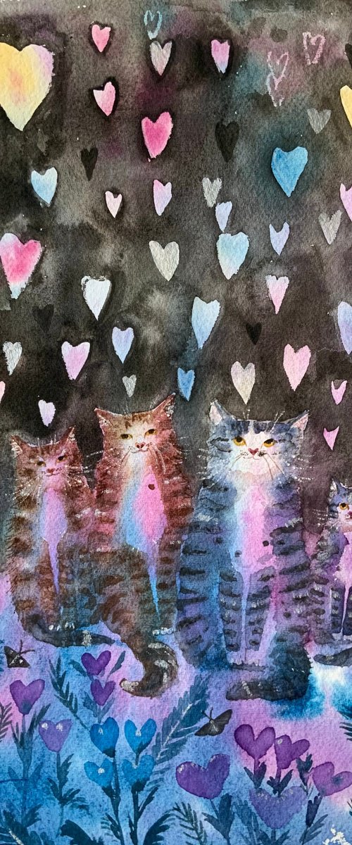 Cats and hearts by Mary Stubberfield