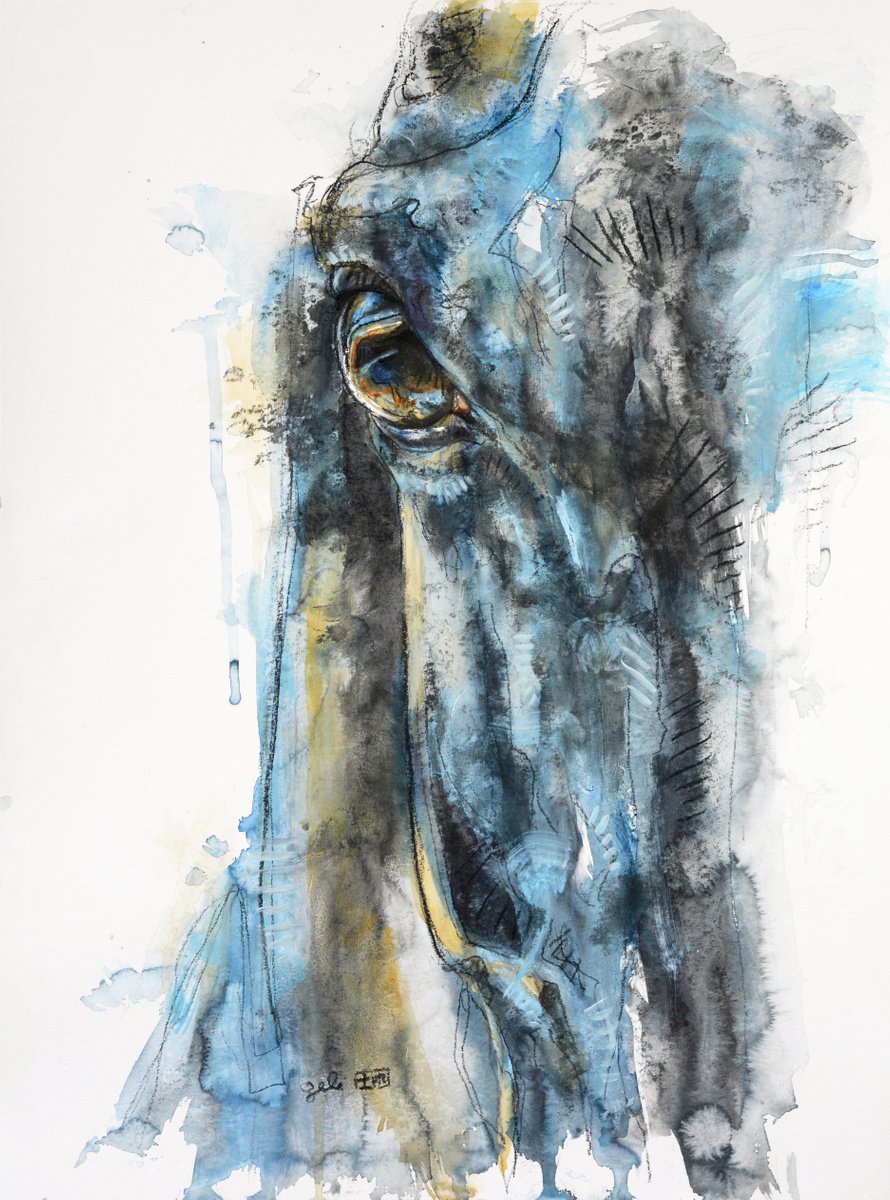 Expressive Animal Painting By Benedicte Gele, 17 X 22, Look Xxi, Original Artwork