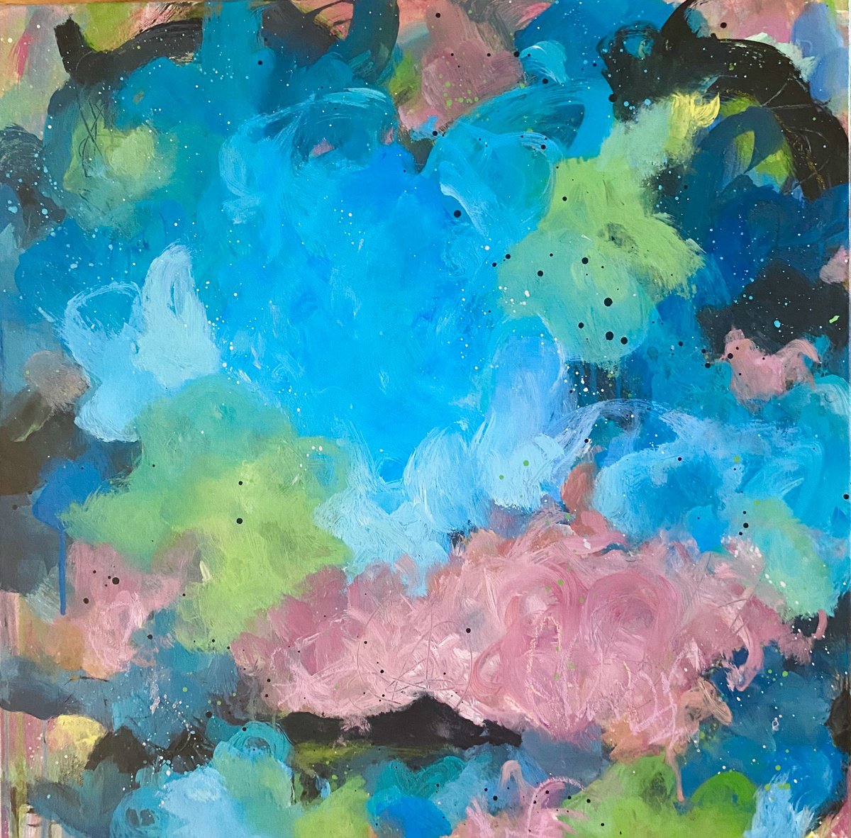 Abstract Acrylic Painting By Kate Marion Lapierre, 20 X 20", Vacation Mode, Original Artwork