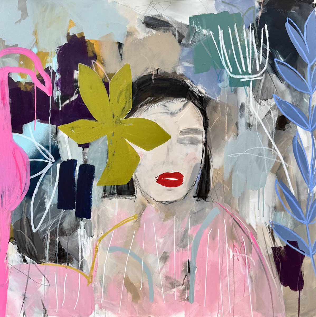 Abstract Acrylic Painting By Tanya Lytko, 39 X 39", "Rouge", Original Artwork