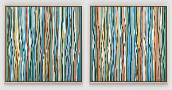 Yarrabee Twins - 79cm squ each- acrylic painting on canvas