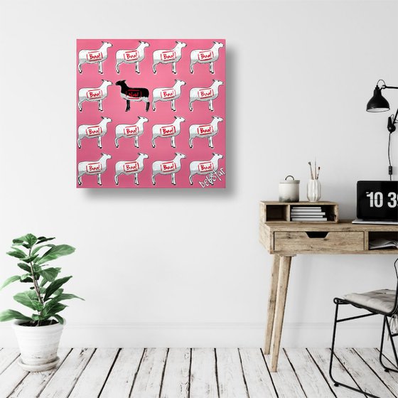 The Black Sheep - Pink 61cm x 61cm