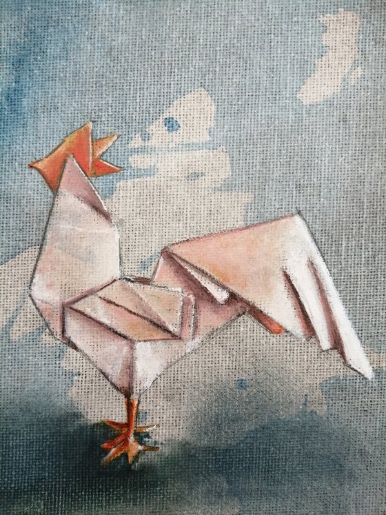 Origami oil rooster