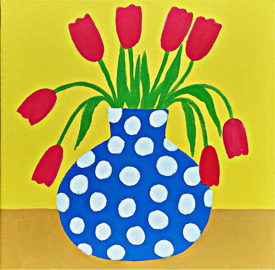 Tulips in a Polka Dot Vase