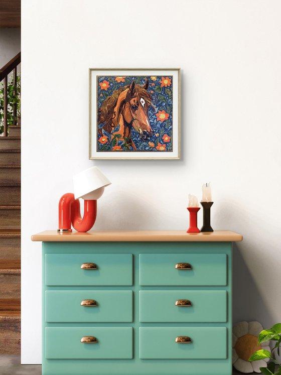 Horse – reduction linocut print