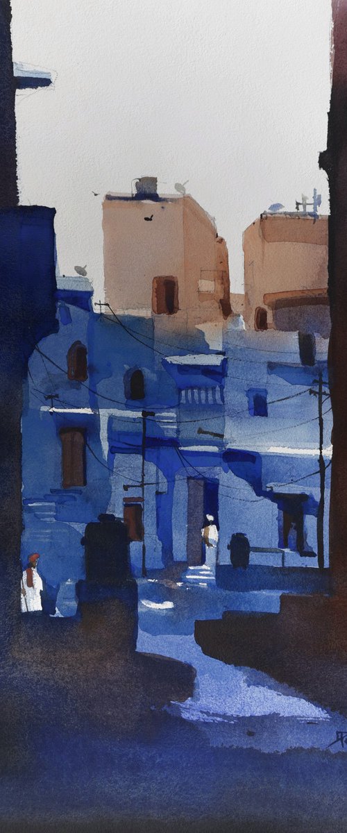 Narrow lanes, Jodhpur blues by Prashant Prabhu