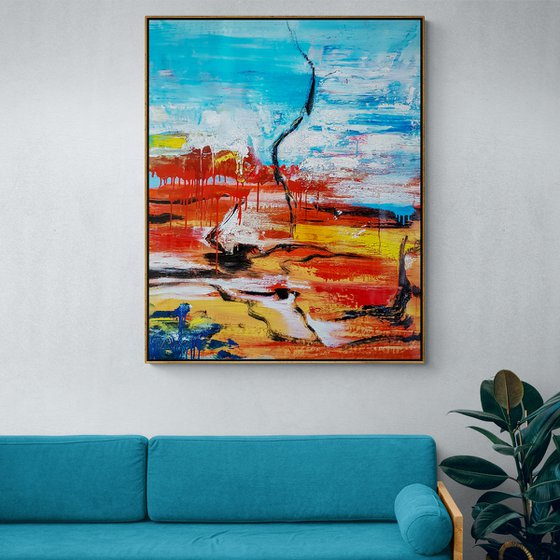 Distantes N-1, N-2 (XXXL) - ABSTRACT EXPRESSIONIST Landscape Diptych (H)120x(W)192 cm.
