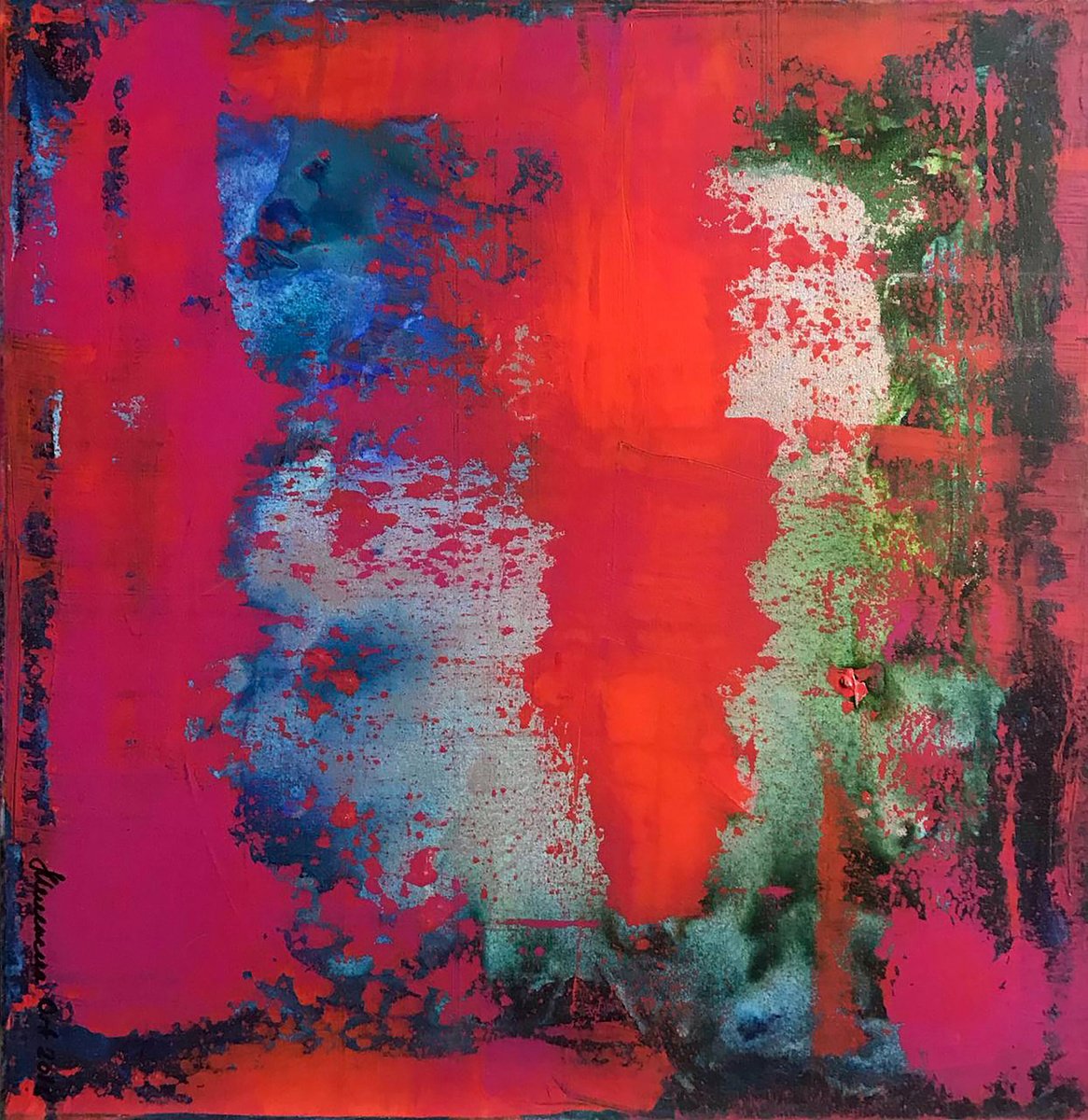 Impressionistic Abstract Acrylic Painting By Olga Melezhik, 24 X 24", Passion, Original Artwork