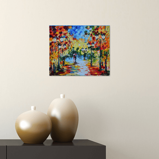 Lovers in the Park - Modern Impressionistic landscape