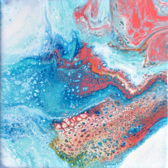 RED TOUCH abstract resin 20x20