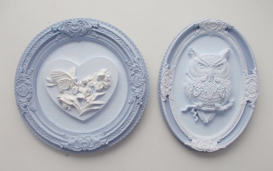 "Tender heart, rose and owl"