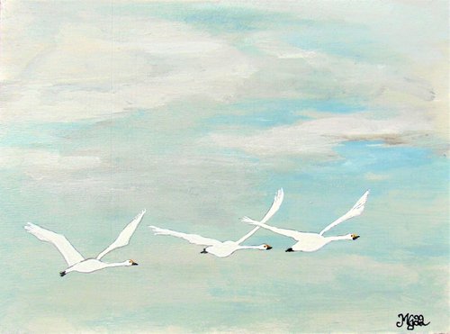 Flying Swans by Monica Green