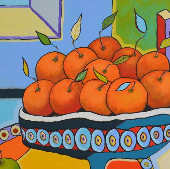 Still Life with Oranges and Chairs - Large Still Life Painting