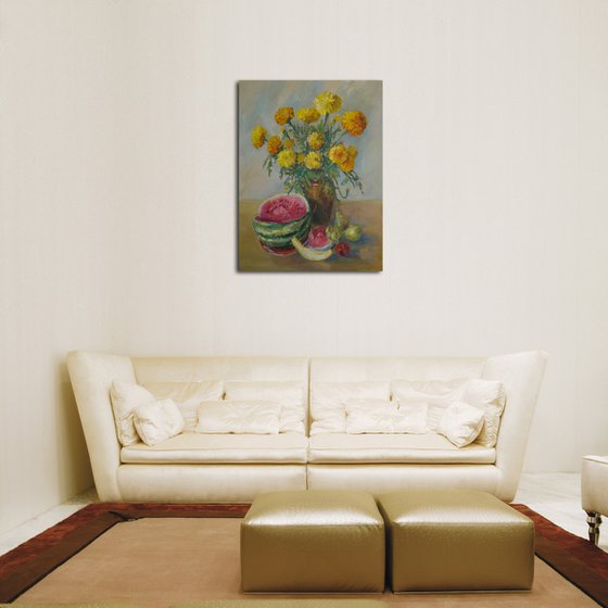 Still life with watermelon