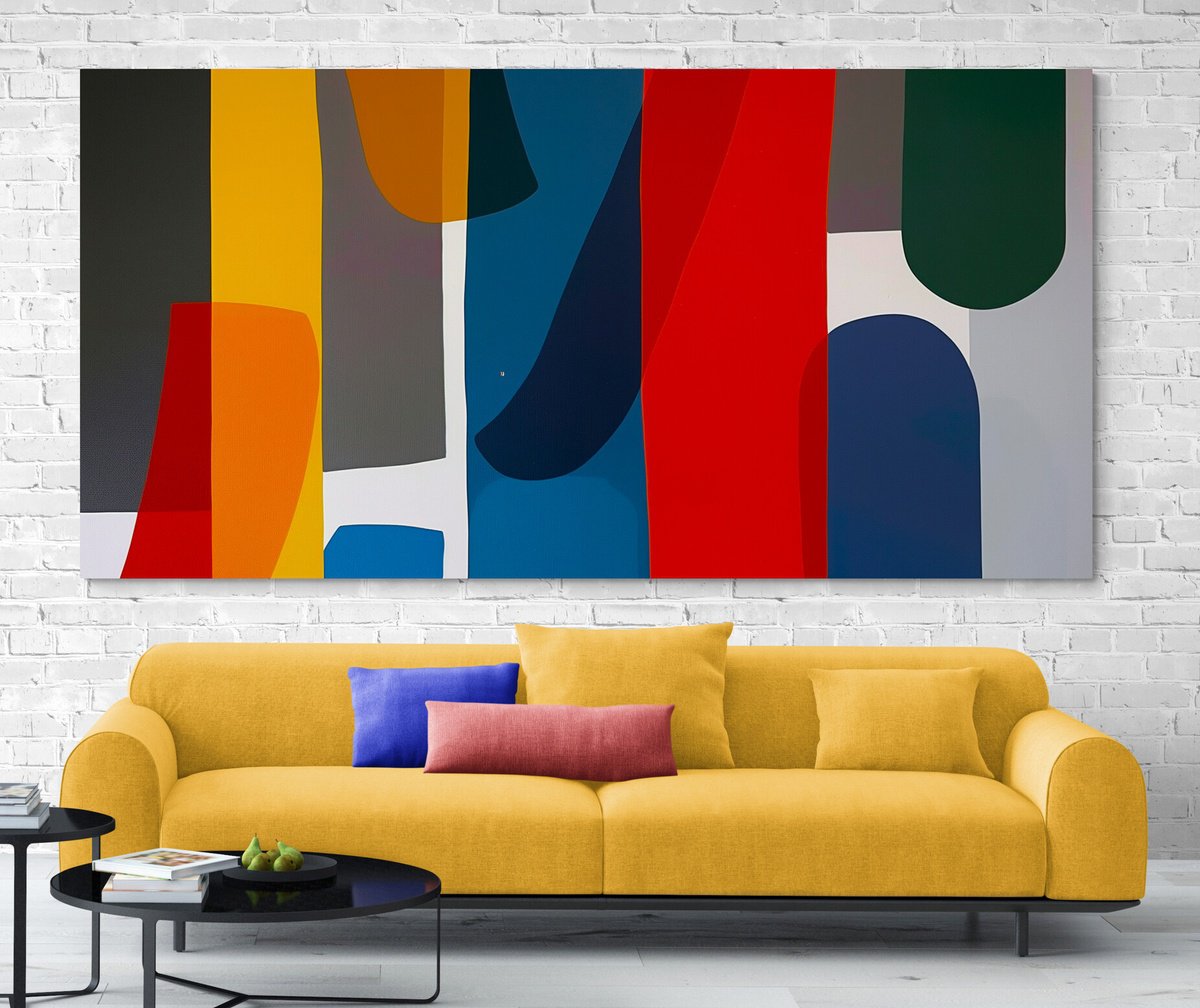 Abstract Acrylic Painting By V+V Kniazievi, 118 X 59", Change Of Plan #5, Original Artwork