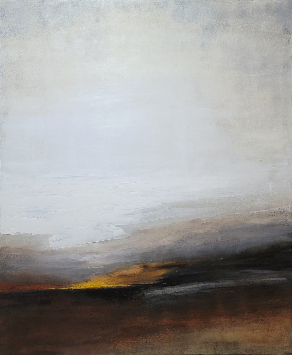Sincere Embrace, 120*100cm, Large abstract landscape, Grey Brown, Interior Design by Tatyana Kirikova