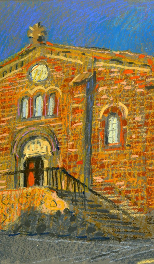 Sunset Light on the Walls of an Old Church by Olga Kataeva-Rochford