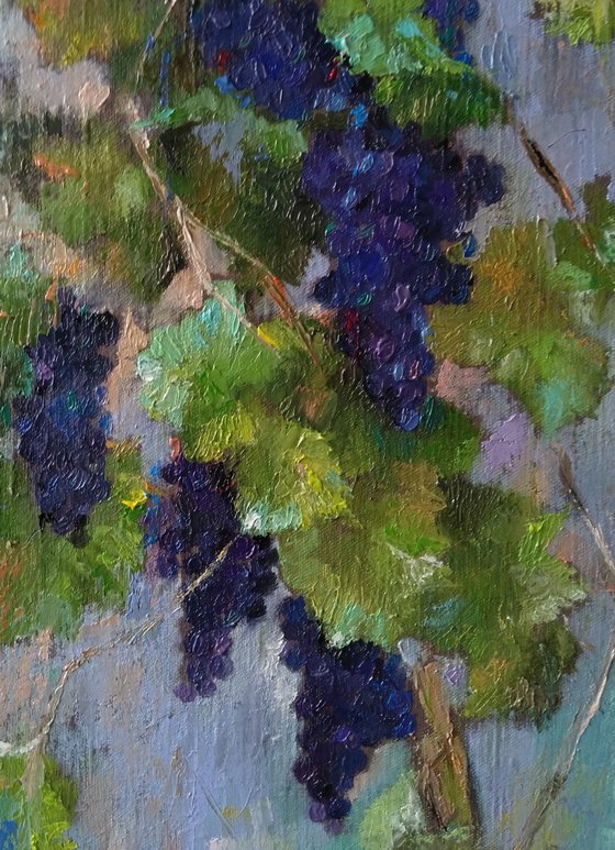 Grape wine (28x50cm, oil painting, ready to hang)