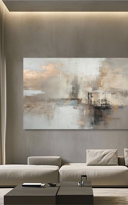 Gold Mist Abstract Landscape by Indie Ru