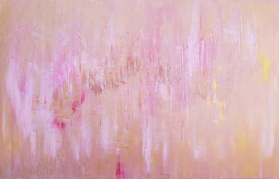 We will never foreget you - XL golden an pink abstract