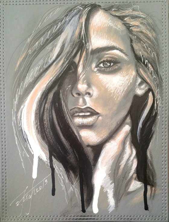 "Victoria" Original   acrylic painting on board 22x29x0.5cm.ready to hang