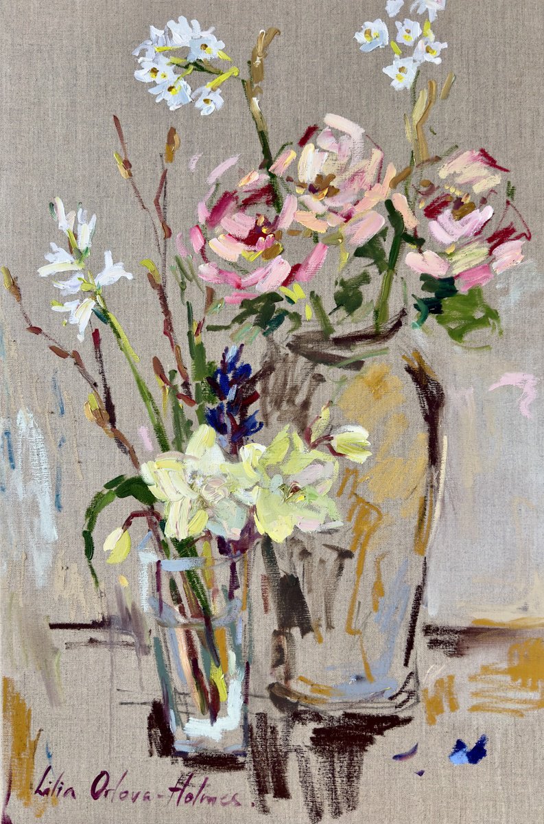 Expressive Oil Painting , Winter Bouquet By Lilia Orlova-Holmes, 20 X 30, Artwork For Sale On Artfinder
